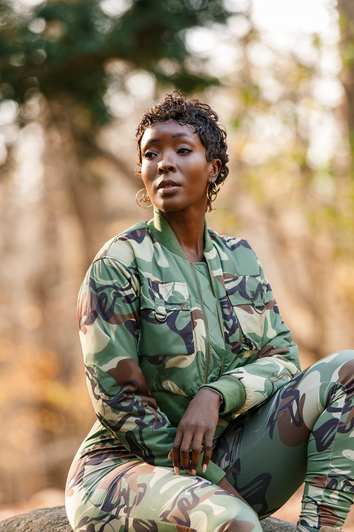 TRADITIONAL CAMO CROPPED BOMBER