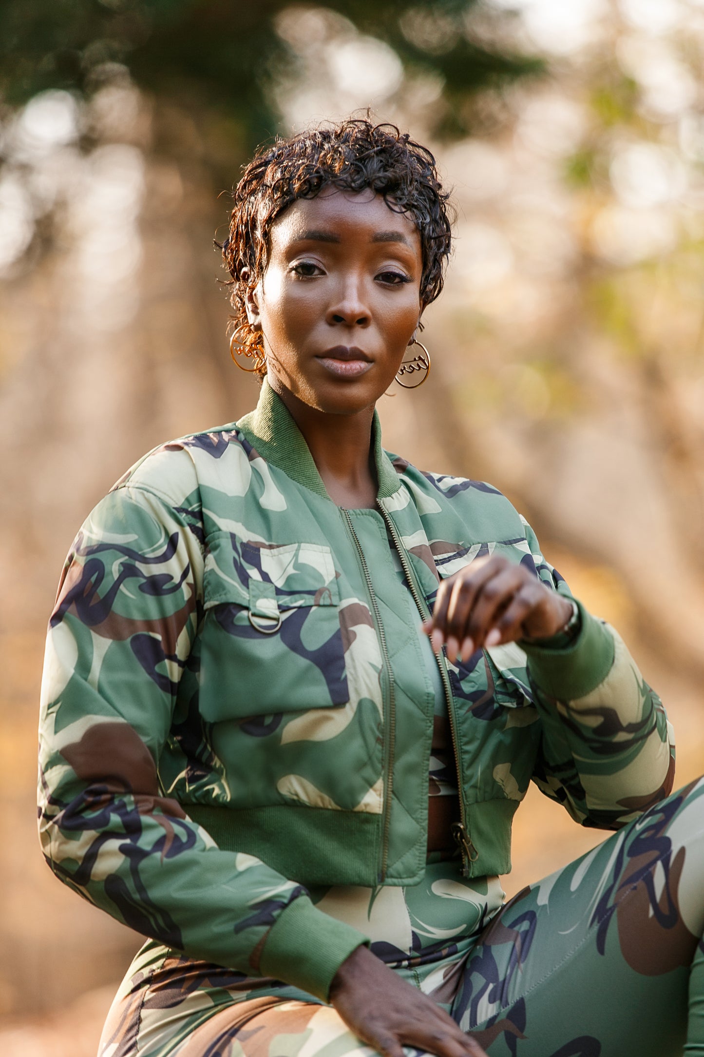 TRADITIONAL CAMO CROPPED BOMBER