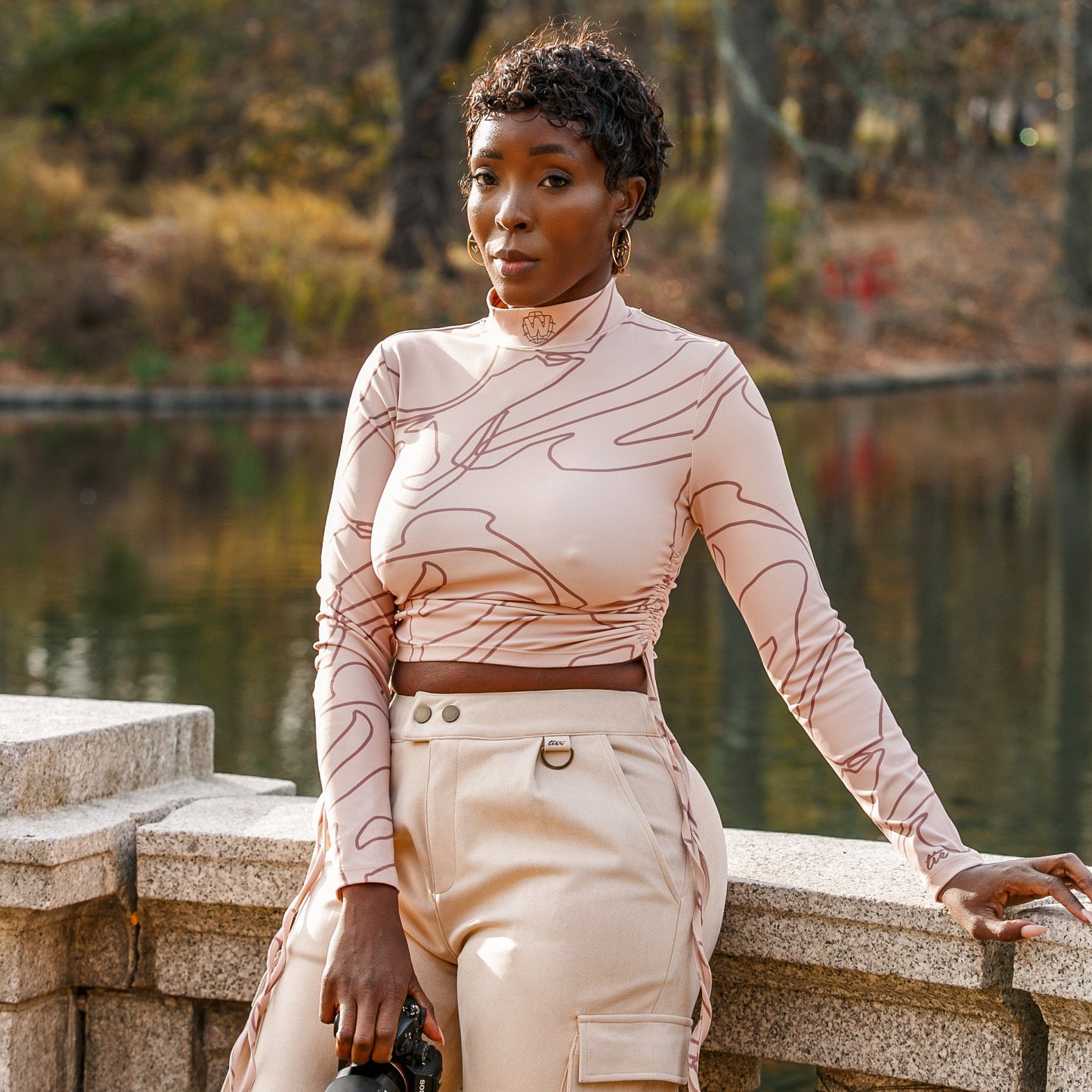 Topographic Ruched Top