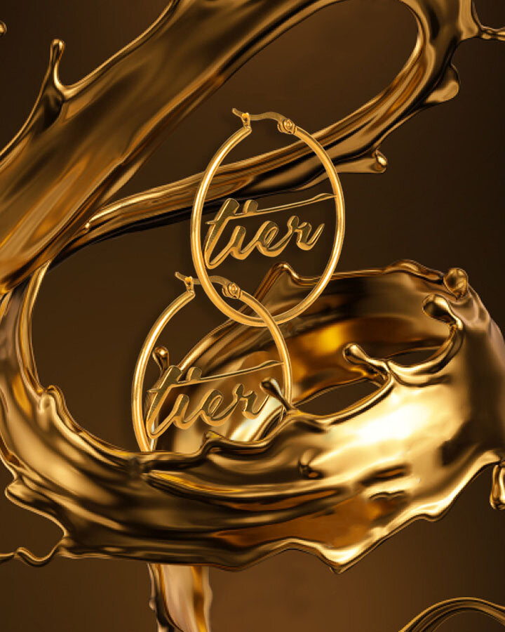 TIER SCRIPT LOGO HOOP EARRING