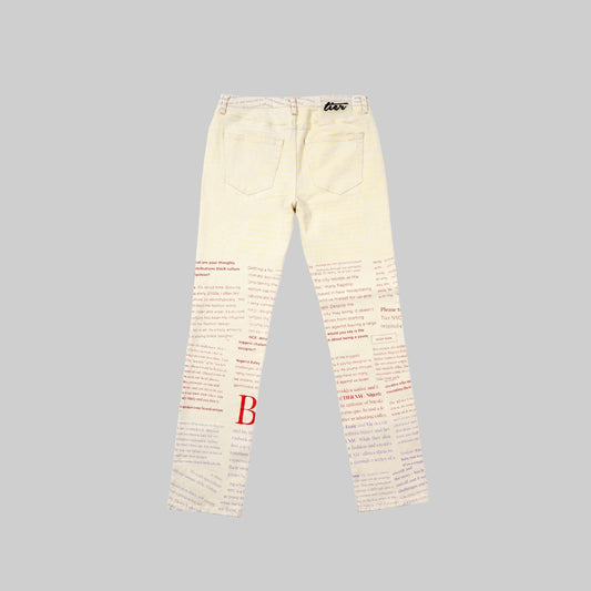 CREAM ARTICLE DENIM PANT
