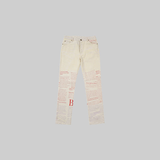 CREAM ARTICLE DENIM PANT