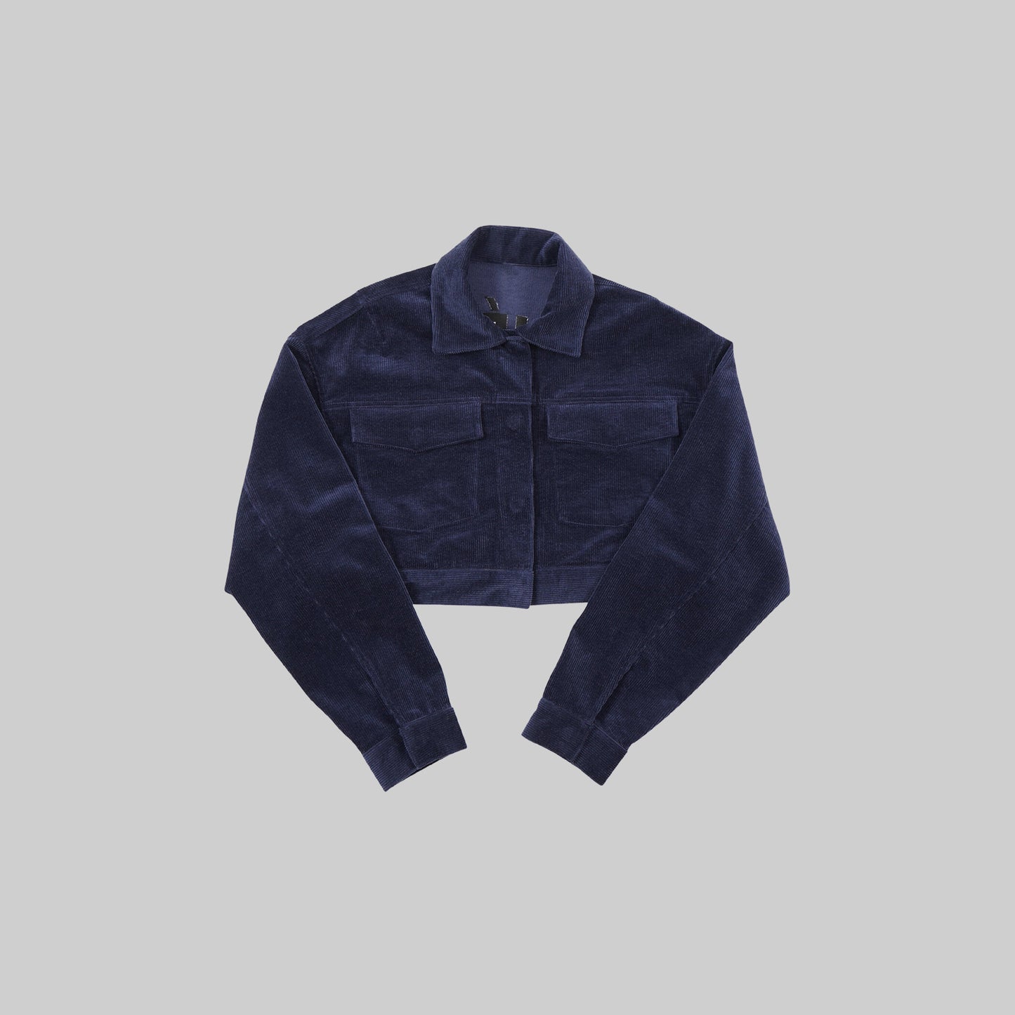 NAVY TIÉR CROPPED CORDUROY JACKET