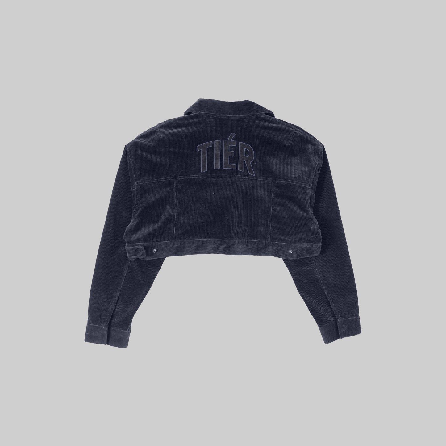 NAVY TIÉR CROPPED CORDUROY JACKET
