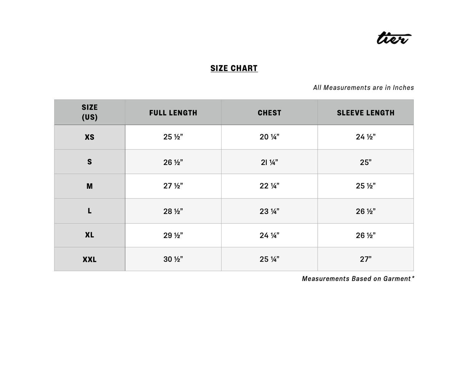 Zeroxposur size 2025 chart women's