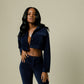 NAVY TIÉR CROPPED CORDUROY JACKET