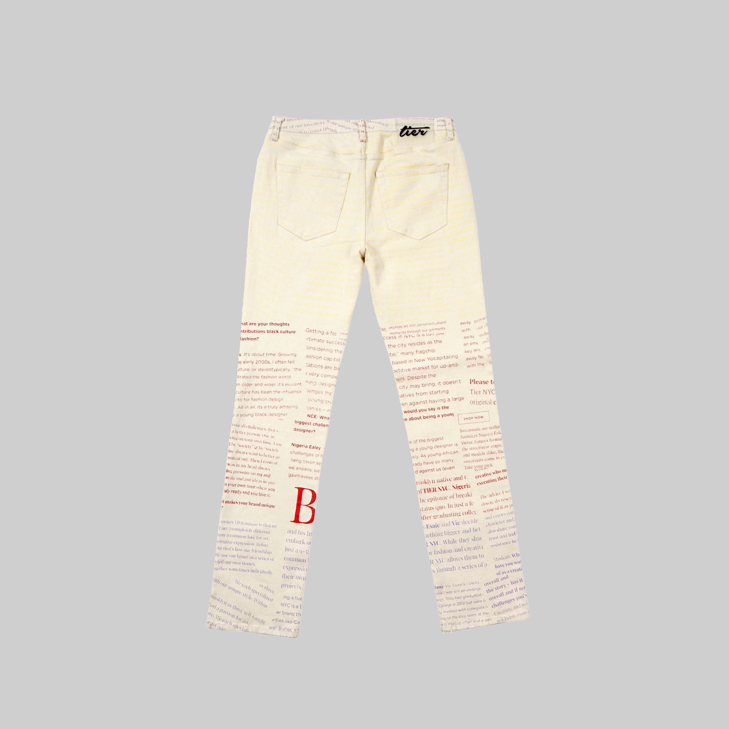 CREAM ARTICLE DENIM PANT – TIER